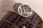 AAA Fake Fendi Engraved Coffee Leather Belt With SS Buckle